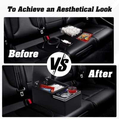 Upgraded Bench Seat Center Console with Extra Large Cup Holder & Phone Holder, Universal Car Armrest Storage Box Organizer for Truck & SUV & Van Automotive Central Console for Back Bench Seat - Image 8