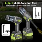 Cordless Car Vacuum Cleaner, 36000PA High Power Suction, 120W Portable Handheld Vacuum with 2×3.0Ah Batteries, Multi-Nozzle Air Duster for Car, Home, Office, Pet Hair - Image 3