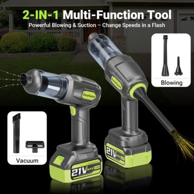 Cordless Car Vacuum Cleaner, 36000PA High Power Suction, 120W Portable Handheld Vacuum with 2×3.0Ah Batteries, Multi-Nozzle Air Duster for Car, Home, Office, Pet Hair - Image 3