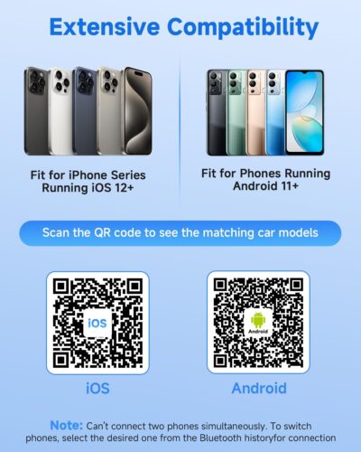 FAHREN 2026 Upgraded Android Auto & CarPlay Wireless Adapter Apple iPhone, One Click Multi Device Switching, Ultra-Fast 5.8GHz WiFi, Bluetooth 6, Plug & Play USB-A/C for 2016+ Car Models - Image 9