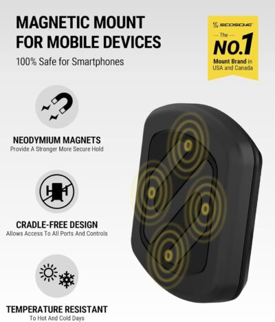 Scosche MAGDMB MagicMount Magnetic Phone Mount for Car, Dashboard Cell Phone Holder with 360° Adjustable Magnet Head, Universal Phone Stand for Car Compatible with iPhone, Samsung, and All Devices - Image 2