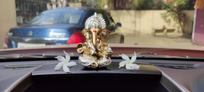 Ganesha Idol Ganesh for Car Dashboard Statue Ganpati Vinayaka Vinayagar Figurine Diwali Gifts Home Decor Luck, Success for Small Murti Puja Lord Gift Office Desk Room 3.5 Inches - Image 8