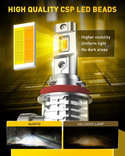 AUXITO H11 H8 H16 Switchback LED Fog Light Bulbs, 6500K White/3000K Amber Yellow, 6000LM 300% Brightness, Dual Color White Yellow Driving Fog Lights, Non-polarity, Pack of 2 - Image 3