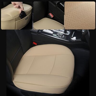 Ultra-Luxury PU Leather Car Seat Protection Cover Car Seat Cover for Most Four-Door Sedan&SUV,Single Seat Cover Without Backrest 1PCS (W 20.8× D 21× T 0.2inch) (3D-Beige) - Image 6