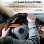 Car Steering Wheel Cover, Steering Wheel Accessories, 15 Inch Microfiber Leather Carbon Fiber Soft Anti-Slip Breathable, Car Accessories Elastic Non-Slip Cover for Most Vehicles (Black) - Image 4