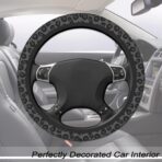Black Leopard Cheetah Steering Wheel Cover for Women Girls, Anti-Slip High Elastic Breathable Soft Rubber Car Steering Wheel Cover, Universal 15 Inch Fit for Cars, Auto, SUVs - Image 2