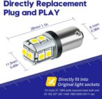 CANBUS BA9S White Extra Bright Car Interior Exterior Replacement Bulb Bayonet Base BA9 53 57 1445 1895 64111 Size Reading Map Dome Side Door Courtesy LED Light 12V 24V (Pack of 4) - Image 2