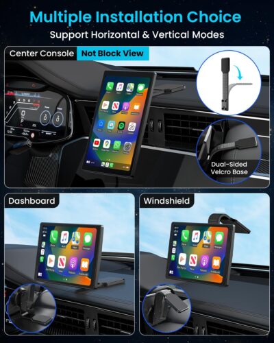 8” Wireless Apple CarPlay Screen for Car with Android Auto & 1080P Backup Camera, Rotatable Touchscreen Car Stereo, Vertical & Horizontal Mode, Bluetooth, GPS Navigation, Mirror Link - Image 9