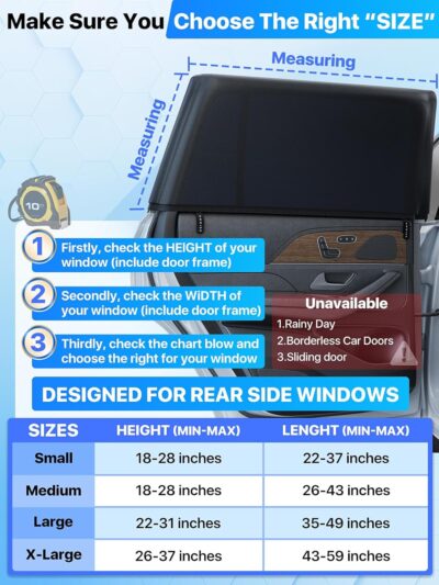 Breathable Mesh Camping Car Window Shades (2 Pack) – Ice Crystal Cooling Fabric, UPF50+ UV Protection, Breathable Mesh Privacy Screen & Bug-Proof Window Screen for SUV/Minivan/Sedan - Image 6