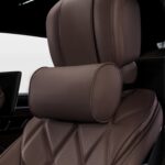 Car Headrest Pillow for Driving - Luxury Leather 100% Memory Foam, Ergonomic Neck Support - Universal Fit Head Rest Travel Pillow for Most Cars, Home & Office, Brown, 1 Pack