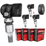 Autel TPMS Sensors Set of 4, Programmable Mx Sensor for Tire Pressure,315MHz + 433MHz Press-in OE-Level(Metal valves) Programmed by TS408S TS508WF TS601 TS900 MS906TS ITS600