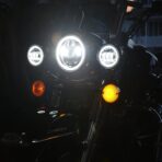 Eagle Lights 8700CG3HPKR 7" LED Headlight and LED Spot/Passing Light Kit with White Halo Rings for Harley-Davidson® Motorcycles - Generation III/Chrome Halo Kit/Add Adapter Ring - Image 2