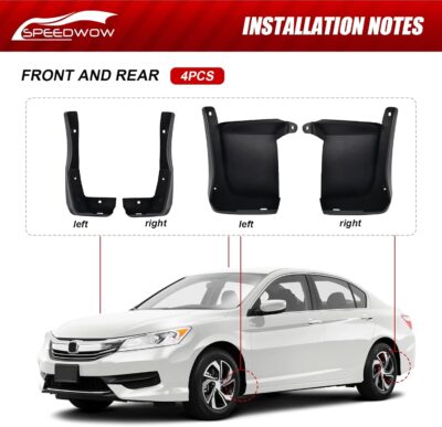 SPEEDWOW Mud Flaps Splash Guards Fit for 2016-2017 Honda Accord,Front and Rear 4 Piece/Set - Image 5