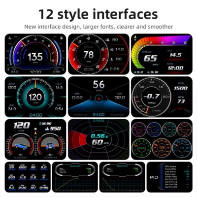 OBD2 Heads Up Display for Car, OBD2 & GPS Speedometer Dual System HUD Digital Speedometer MPH with Car Inclinometer, RPM, Water Temp, Volt, Mileage, Overspeed Alarm for Most 2008+ Sedan Cars - Image 4