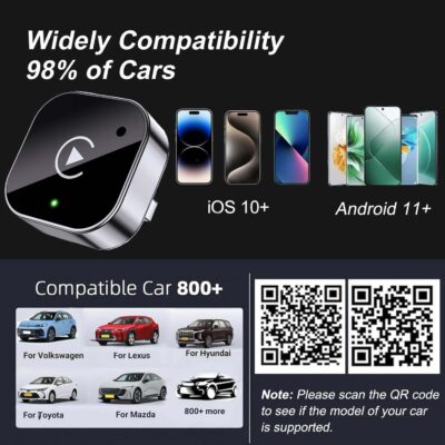 2025 Upgraded Wireless CarPlay Adapter for iPhone＆Android, Mini Wired to Wireless Adapter for CarPlay ＆Android Auto, Plug and Play, Stable Connection & No Latency - Image 7