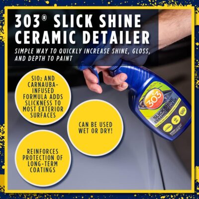 303 Products (30265 Slick Shine Ceramic Detailer - SiO2 and Carnauba Infused Ceramic Coating - Premium Ceramic Detailing Spray - Increases Shine and Gloss - Works on Paint, Glass, and Wheels - 16Oz - Image 3
