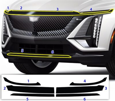 BOGAR TECH DESIGNS for Cadillac Lyriq 2023-2026 Front Chrome Delete – Precut Vinyl Overlay Kit, Gloss Black Blackout Trim - Image 6
