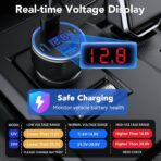 USB C Car Charger, 4 Port 78W USB Car Charger Adapter Fast Charging Multi Port Cigarette Lighter Adapter with Voltmeter Type C Phone Car Accessories for iPhone 17/16/15/14, Samsung Galaxy, iPad - Image 3