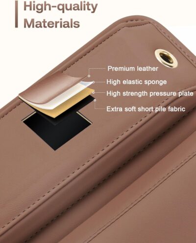 Premium Leather Car Seat Gap Filler Organizer (0.2”-1.2" Gaps), Clever Gifts for Car SUV Truck Owners (Brown, 1 Pack) - Image 5