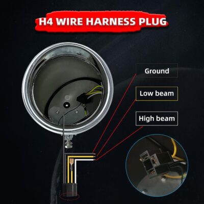 FATECIM Motorcycle 7" Round Headlight Bucket Housing with Visor 7 Inch LED Headlamp Shell Protective Cover Heavy Duty Universal for Harley Kawasaki Honda Yamaha Suzuki Chopper Cafe Racer Bobber Chrome - Image 3