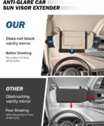 JoyTutus Car Sun Visor Sunshade Extender, Adjustable Sun Visor Protects from Anti-Glare, UV Rays Blocker Window Windshield Sunshade Extender for Car SUV - Image 2