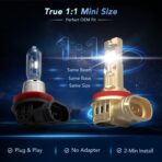 9005/HB3 H11/H8/H9 Head Light Bulbs Combo, 70000LM 800% Brighter, 60000H Lifespan, 6000K White, 1:1 Mini Size, IP68 Waterproof, Plug & Play, 4-Pack - Image 4
