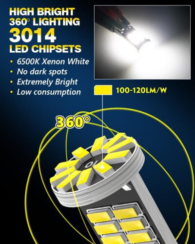 10Pcs 194 T10 168 W5W 2825 LED Bulb, Super Bright LED Car Interior Dome Map Camper RV License Plate Light Bulbs, Upgraded 25-SMD 3014 Chipsets 12V 400LM 6500K Xenon White - Image 5