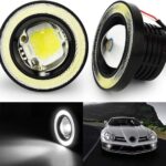 SOCAL-LED LIGHTING Cool White 3.5" Round COB LED Fog Light Bulbs Angel Eye Projector Lamp High Power Bright DRL Halo Ring, Pack of 2