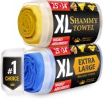 Premium XL Shammy Towel for Car - 2pk (34”x25”) - Super Absorbent Chamois Cloth - Spots & Scratch-Free - Reusable Car Drying Towels