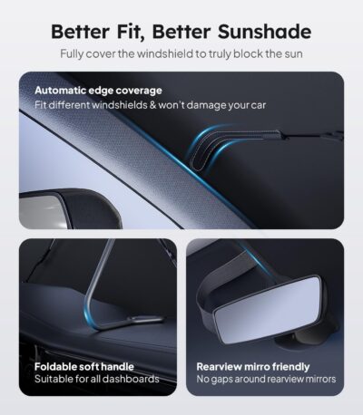 2025 Ice-Shield Car Windshield Sun Shade [100% Sun Block, 4th-Gen Cooling Tech] Reflective Heat Insulation, Portable Foldable Front Window Sunshade Umbrella for Sedans/SUVs - Universal Fit 57"x32" - Image 6