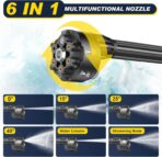 Cordless Pressure Washer,1400W Brushless Motor,1250 PSI Cordless Power Washer with 2pcs 4.0Ah Battery&Charger & 6-in-1 Nozzle,Portable Power Washer Cordless for Home,Cleaning and Garden Irrigation - Image 4