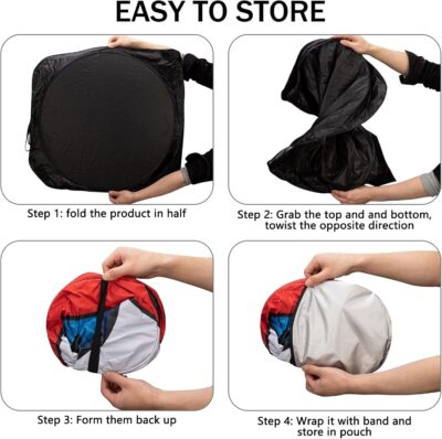 Car Windshield Sun Shade, Funny Eyes Sun Visor, Wear-Resistant Black Tape, Foldable 59‘’x27.5‘’/63''x31.5'' - Image 6