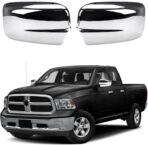 Chrome Side Mirror Covers Caps Compatible with 2009-2018 Dodge Ram 1500 and 2019-2024 RAM 1500 Classic Without Turn Signal Cut-Outs (Chrome-without Cut-Outs)