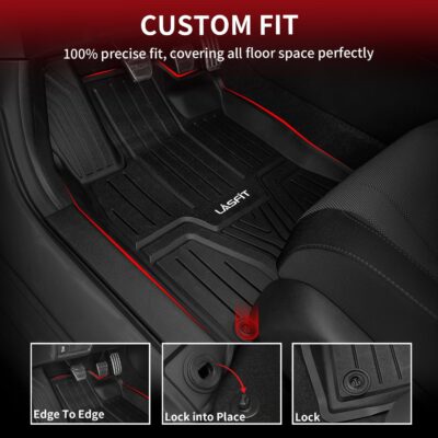 LASFIT Floor Mats for Honda Civic 2022-2025 2026 Sedan Hatchback Si (Include Sport), with&w/o USB Port | for Acura Integra 2023-2026, All Weather Car Floor Liners, 1st & 2nd Row, Black - Image 3