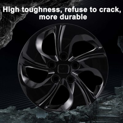 15 inch Replacement Hubcaps Fit for 2006-2011 Honda Civic, Wheel Rim Cover Compatible with 2013-2015 Honda Civic 15'' Steel Wheel; 4 Pcs (Glossy Black) - Image 5