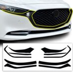 BOGAR TECH DESIGNS for Mazda 3 2019-2026 Front Chrome Delete – Precut Vinyl Overlay Kit, Gloss Black Blackout Trim