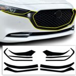 BOGAR TECH DESIGNS for Mazda 3 2019-2026 Front Chrome Delete – Precut Vinyl Overlay Kit, Gloss Black Blackout Trim