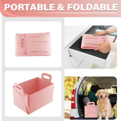 SINGARO Car Trunk Organizer, Foldable Trunk Organizer for SUV, Lightweight Foldable Storage for Sundries, Car Accessories for Women and Men, Travel Essentials, Felt, 2 Pack Pink - Image 5