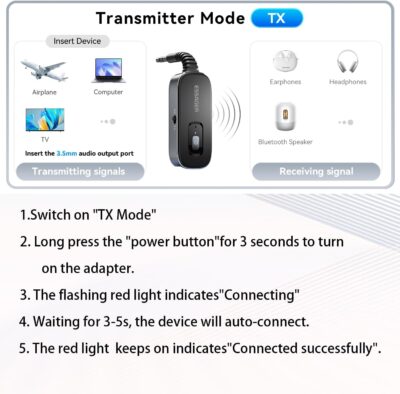 ESSAGER Bluetooth Receiver for Car, Noise Cancelling 3.5mm AUX Bluetooth Car Adapter, Wireless Audio Receiver Transmitter for Home Stereo/Wired Headphones Airplane, Gray - Image 6