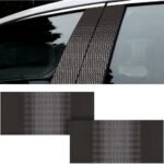HZEL Carbon Fiber Car Window Pillar Stickers, 2PCS Waterproof Vehicle Door B Pillar Post Scratch Cover Trim Decals, Auto Exterior Protection Film Accessories, Universal Fit (Black)