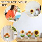 3 PCS Crochet Flower Pot,Crochet Sunflower Flowers Small Potted Plants Handmade Knitted Flower Mothers Day Valentines Gifts Desk Car Dashboard Decor Gifts - Image 6