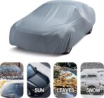 Season Guard Car Cover Dirtproof, Water-Resistant, Breathable, Snow Dustproof, Indoor and Limited Outdoor Car Covers Fits Sedans up to 200", Gray - Image 7