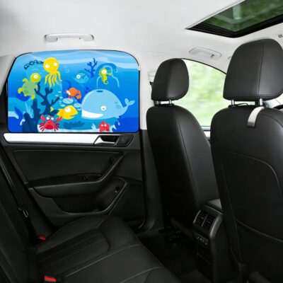 Magnetic Car Window Shade for Baby,Blackout Car Window Curtain,Car Shades for Side Windows,Sun Shade for Car Window baby,Cartoon Pattern Car Window Cover,UV Protection &Heat Blocking(Underwater World) - Image 7