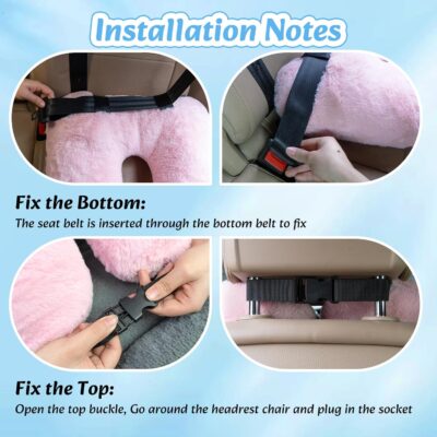 Travel Pillow, Car Pillow for Kids & Adults - Ergonomic Travel Pillows Sleeping Aid for Neck & Body Support, Car Travel Essentials Pillow on Road Trips-Pink - Image 6