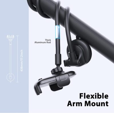 Qifutan Phone Holder - 14-Inch Long Arm Windshield Car Cell Phone Holder Anti-Shake Stabilizer Automobile Mount for iPhone Android Smartphones - Image 2