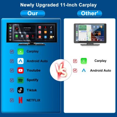 Upgraded 11" CarPlay Screen for Car, Built-in Net-Flix/YouTube/TikTok and Other Apps (No Mirroring Needed), Wireless Car Stereo for Apple Carplay & Android Auto with HD Backup Camera,OTA Updates - Image 3