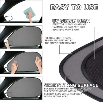 VaygWay Baby Window Sun Shade- Car Accessories Side Sun Visor- Kids Pets Seat 2 Pk- Sun Glare UV Rays Protection - Image 3