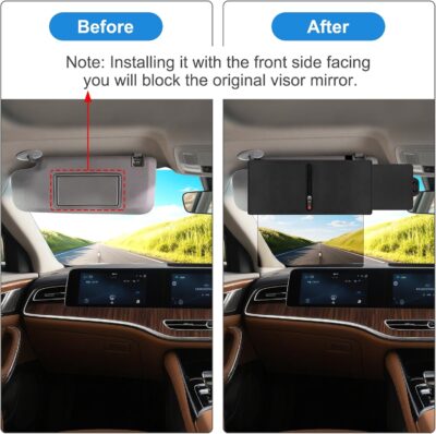 Veharvim Sun Visor Extender for Car with 2 Side Sunshade, Polarized UV400 Visor Extender Attachment for Car Visor with PC Lens,Anti-Glare for Safe Driving (2 Side Panel) (Red Zipper, Driver Side) - Image 7