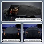 for Kia Soul Car Cover 2010-2025, All Weather Waterproof Car Cover for Toyota Prius Nissan Leaf with Zipper Door & Windproof Bands for Rain Snowproof UV Windproof Protection Scratch Resistant (Black) - Image 5