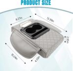 Hovom Car Center Console Cover, 12.3"×6.3"×1.5" Leather Armrest Cover for Cars, Multifunctional Auto Armrest Cushion Pad with Pocket, Tissue Box, Cup Holder & Phone Slot, Car Accessories (Gray) - Image 2